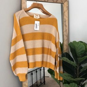 Mustard and Cream Striped Sweater